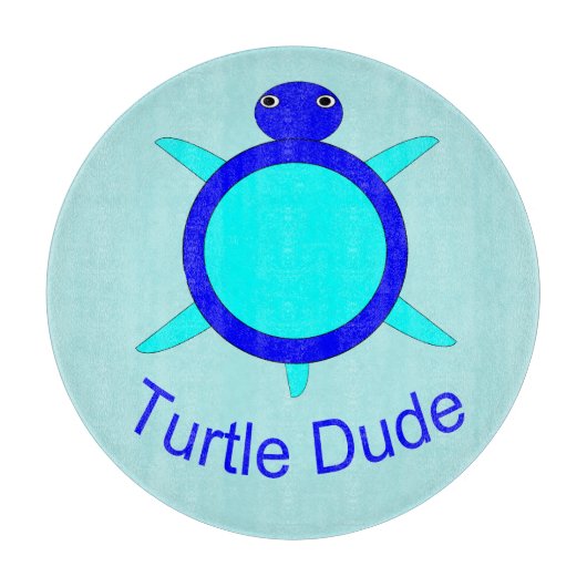 Helderblauwe Turtle Dude Snijplank (Voorkant)