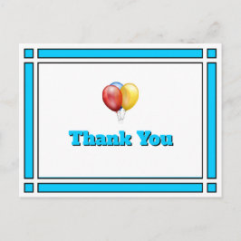Helderblauwe vogelballonnen Dank u Briefkaart