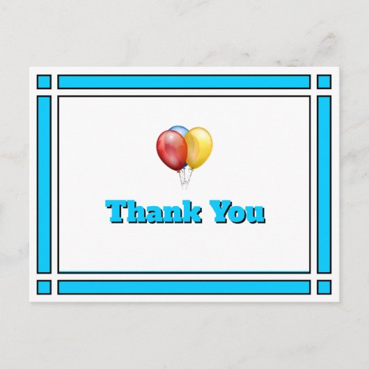 Helderblauwe vogelballonnen Dank u Briefkaart (Voorkant)