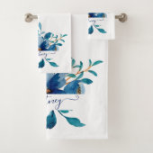 Helderblauwe waterverf op maat gesneden bad handdoek (Insitu)