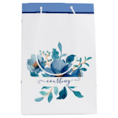 Helderblauwe waterverf op maat gesneden medium cadeauzakje (Voorkant)