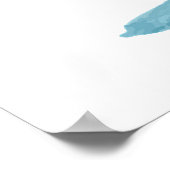 Helderblauwe waterverf op maat gesneden poster (Hoek)