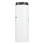 Helderblauwe waterverf op maat gesneden thermosbeker (Achterkant)