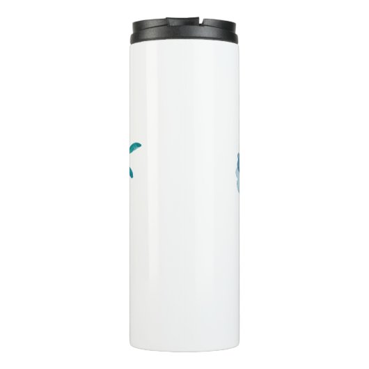 Helderblauwe waterverf op maat gesneden thermosbeker (Achterkant)