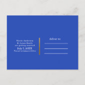 Helderblauwe Waterverf van het hart De datum opsla Aankondigingskaart (Achterkant)