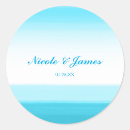 Helderblauwe Waterverf-weddenschappen voor tovenaa Ronde Sticker