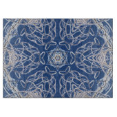 Helderblauwe witte sneeuw en ster caleidoscoop snijplank (Voorkant)