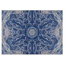 Helderblauwe witte sneeuw en ster caleidoscoop snijplank