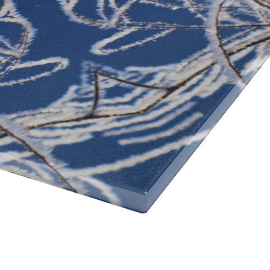 Helderblauwe witte sneeuw en ster caleidoscoop snijplank (Hoek)