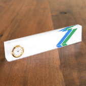 Helderblauwe witte strepen met groen gekleurde str naambordje (Zijkant)