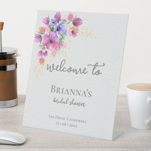 Helderbloemen en Gold Vrijgezellenfeest Welkom Reclamebord Met Voetstuk (Insitu)