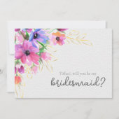 Helderbloemen en goudbridesmaid kaart (Voorkant)