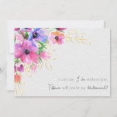 Helderbloemen en goudbridesmaid kaart (Achterkant)