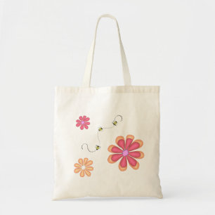 Helderbloemen en roombijen tote bag