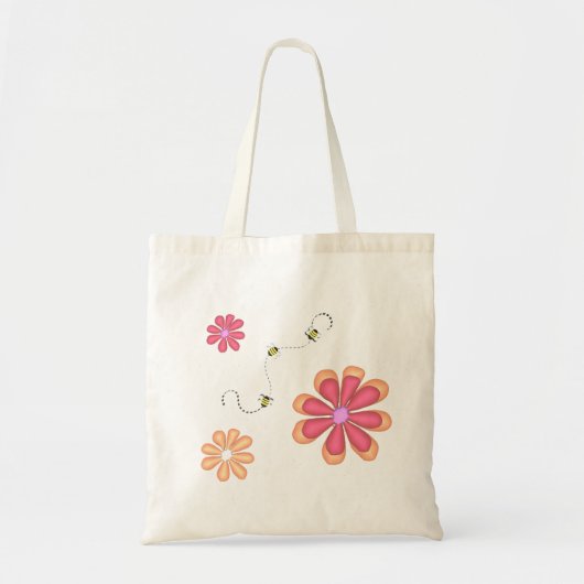 Helderbloemen en roombijen tote bag (Voorkant)