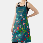 Helderbloemige Mexicaan 5 de mayo groene monogram Schort (Insitu)