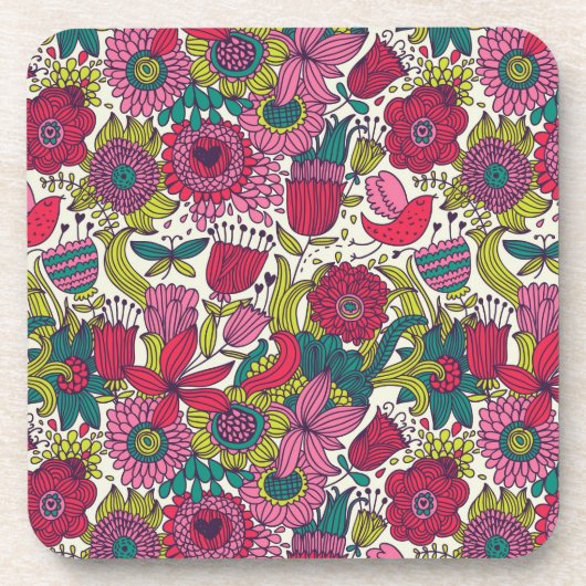 Helderbloempatroon Bier Onderzetter (Voorkant)