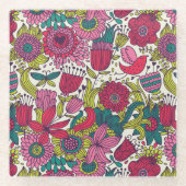 Helderbloempatroon Glazen Onderzetter (Voorkant)