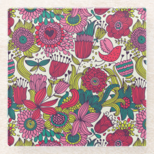 Helderbloempatroon Glazen Onderzetter