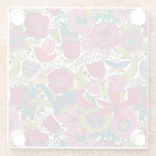 Helderbloempatroon Glazen Onderzetter (Achterkant)