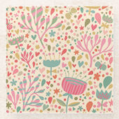 Helderbloempatroon Glazen Onderzetter (Voorkant)