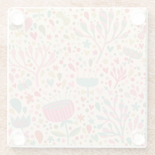 Helderbloempatroon Glazen Onderzetter (Achterkant)