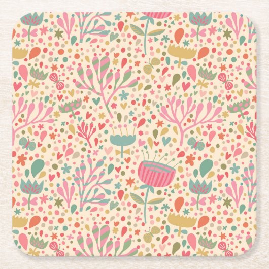 Helderbloempatroon Kartonnen Onderzetters (Voorkant)