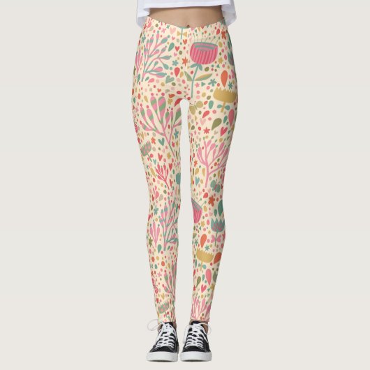 Helderbloempatroon Leggings (Voorkant)