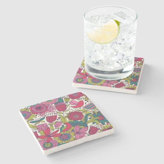 Helderbloempatroon Stenen Onderzetter (Zijkant)