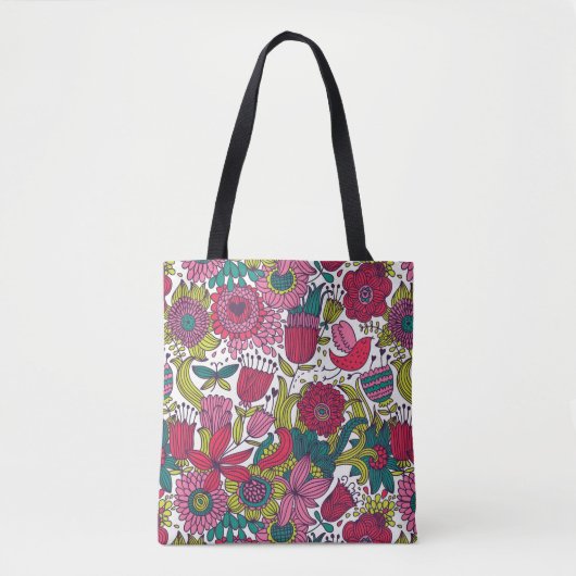 Helderbloempatroon Tote Bag (Voorkant)