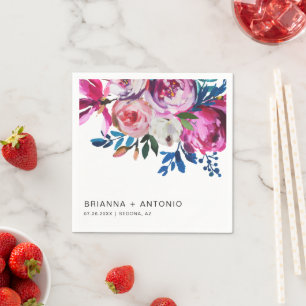 Helderbruin Blauwgroen roze Floral Modern Wedding Servet