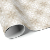 Helderbruin-Tan Winter White Snowflake Pattern Cadeaupapier (Rol Hoek)