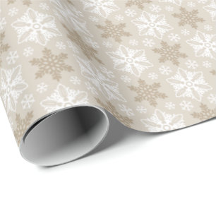 Helderbruin-Tan Winter White Snowflake Pattern Cadeaupapier
