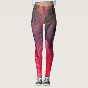 Helderbruine roze tropische zomerkleppen leggings