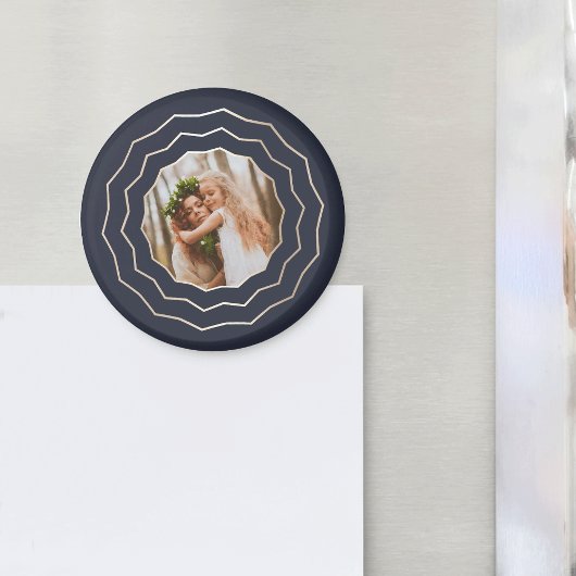 Heldercirkel | Foto van Navy & Gold Geometric Lijs Magneet