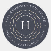 Heldercirkel | Modern Monogram retouradres Ronde Sticker (Voorkant)