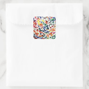Helderdekleurige, artistieke blauwe, rode gele Abs Vierkante Sticker