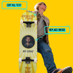 Helderder dan de zon persoonlijk skateboard<br><div class="desc">Dit is een uniek skateboard omdat het ontworpen is door jou met onze "Brighter Than the Sun" sjabloon. Vervang de vlam door je eigen gezicht en voeg je naam en andere tekst toe.</div>