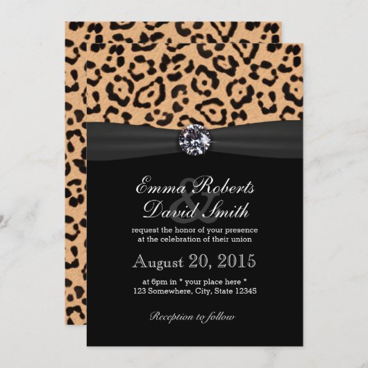 Helderdiamant en luipaard printbruiloft kaart (Voorkant / Achterkant)