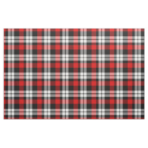 Helderdonkerrood zwart-wit Tartan Squares patroon Stof
