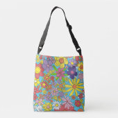 Helderdwerkende bloemen over schoudertas crossbody tas (Achterkant)