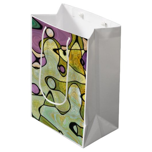 Heldere, 2-kant design kleurrijke juwelen edelsten medium cadeauzakje (Voorkant Gekanteld)