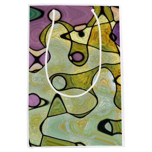 Heldere, 2-kant design kleurrijke juwelen edelsten medium cadeauzakje (Voorkant)