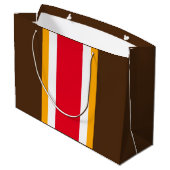 Heldere 70s Rood Bruin Wit Geel Racing Stripes Groot Cadeauzakje (Achterkant Gekanteld)