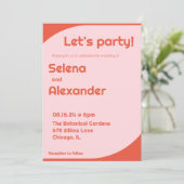 Heldere 70s Stijl Retro Roze & Sinaasappel Vette B Kaart (Staand voorkant)