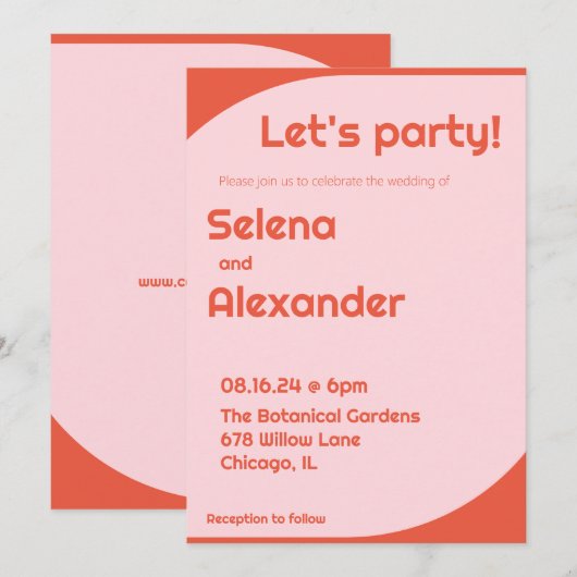 Heldere 70s Stijl Retro Roze & Sinaasappel Vette B Kaart (Voorkant / Achterkant)