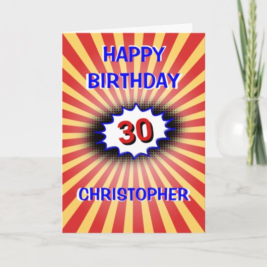 Heldere aangepaste naam voor verjaardag en leeftij kaart (Voorkant)