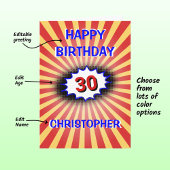 Heldere aangepaste naam voor verjaardag en leeftij kaart