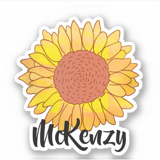 Heldere aangepaste naam zonnebloempitter sticker (Voorkant)