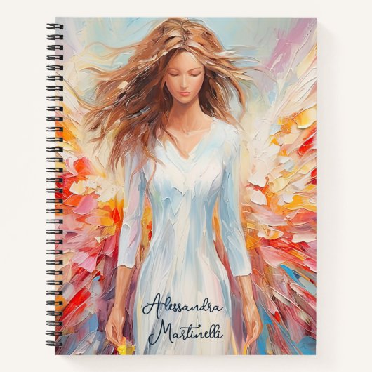 Heldere Abstracte Angel Loose Painted Style Notitieboek (Voorkant)